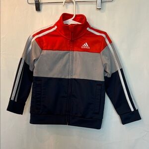Adidas Tri-Color Track Jacket in Red, Gray, and Navy